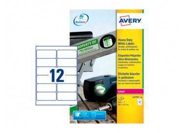 Etiqueta adhesiva resistente avery poliester blanco laser 99,1x42,3 mm caja de 240 unidades