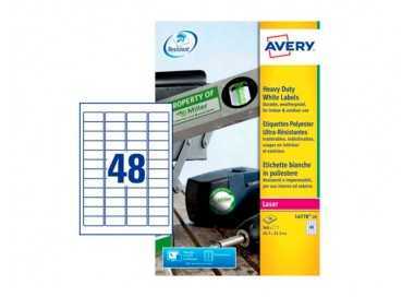 Etiqueta adhesiva resistente avery poliester blanco laser 45,7x21,2 mm caja de 960 unidades