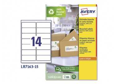 Etiqueta adhesiva avery blanca permanente reciclada 100% laser 99,1x38,1 mm caja de 210 unidades
