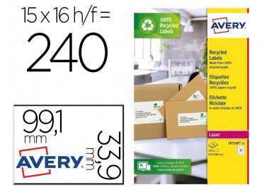 Etiqueta adhesiva avery blanca permanente reciclada 100% laser 99,1x33,9 mm caja de 240 unidades