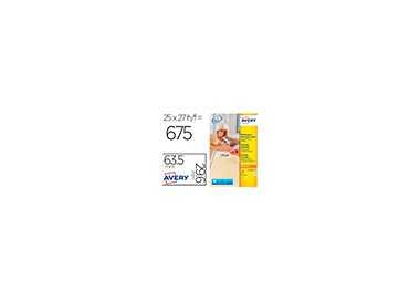 Etiqueta adhesiva avery blanca removible laser ink-jet fotocopiadora 63,5x29,6 mm caja de 675 unidades