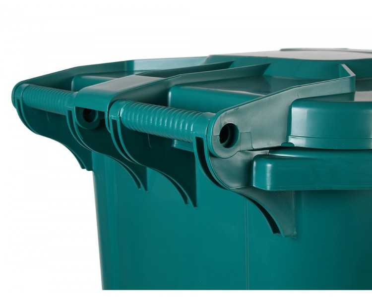 Papelera contenedor q-connect plastico con tapadera y ruedas 240 litros verde 1040x620x610 mm
