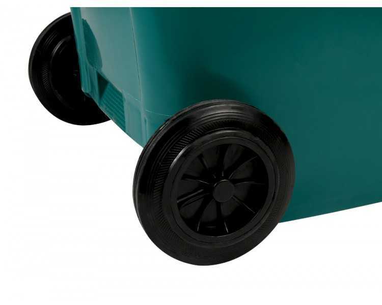 Papelera contenedor q-connect plastico con tapadera y ruedas 240 litros verde 1040x620x610 mm