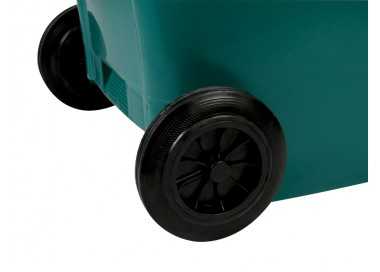 Papelera contenedor q-connect plastico con tapadera y ruedas 240 litros verde 1040x620x610 mm
