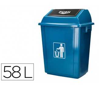 Papelera contenedor q-connect plastico con tapa de balancin 58 litros azul 470x330x760 mm