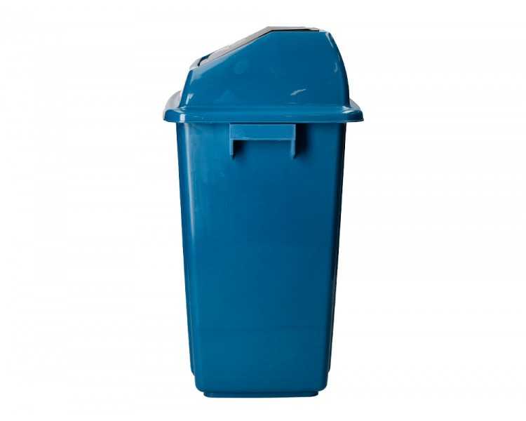 Papelera contenedor q-connect plastico con tapa de balancin 58 litros azul 470x330x760 mm