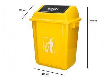 Papelera contenedor q-connect plastico con tapa de balancin 58 litros amarillo 470x330x760 mm
