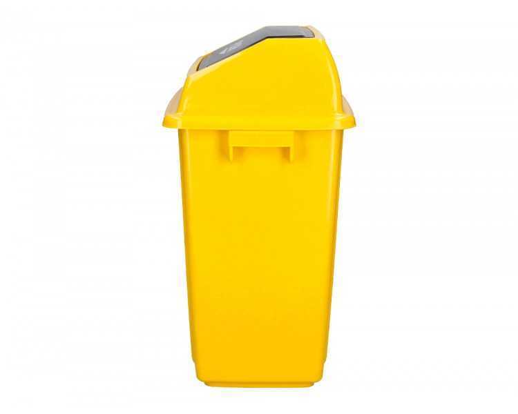 Papelera contenedor q-connect plastico con tapa de balancin 58 litros amarillo 470x330x760 mm