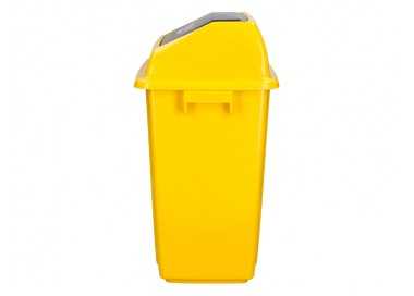 Papelera contenedor q-connect plastico con tapa de balancin 58 litros amarillo 470x330x760 mm