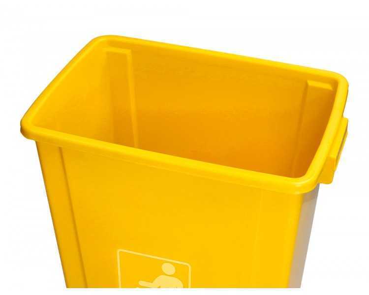 Papelera contenedor q-connect plastico con tapa de balancin 58 litros amarillo 470x330x760 mm