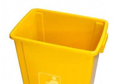 Papelera contenedor q-connect plastico con tapa de balancin 58 litros amarillo 470x330x760 mm
