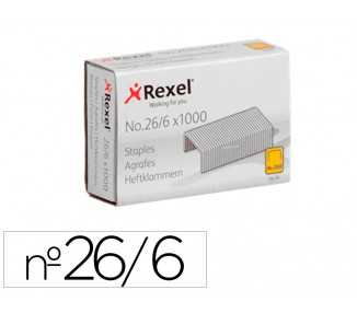 Grapas rexel 26/6 mm galvanizada caja de 1000 unidades