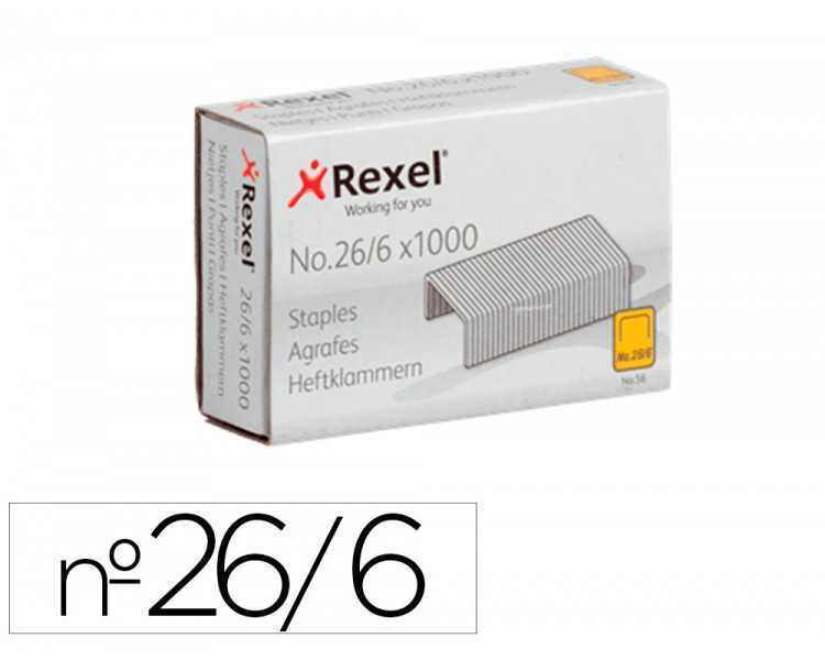 Grapas rexel 26/6 mm galvanizada caja de 1000 unidades