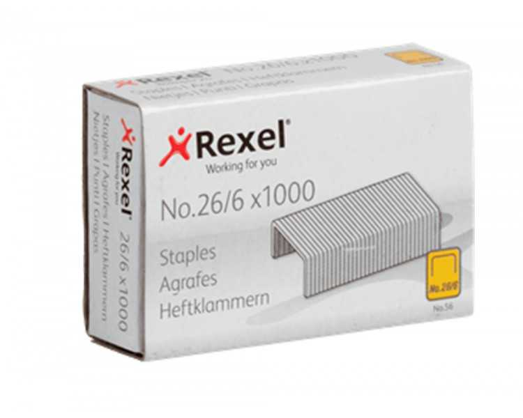 Grapas rexel 26/6 mm galvanizada caja de 1000 unidades