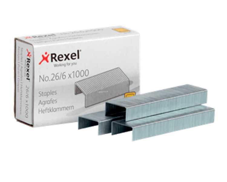 Grapas rexel 26/6 mm galvanizada caja de 1000 unidades