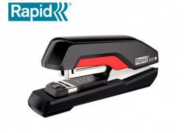 Grapadora rapid s27 fullstrip plastico capacidad de grapado 30 hojas usa grapas 24/6 y 26/6 color negro/rojo