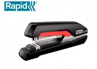 Grapadora rapid s17 fullstrip plastico capacidad de grapado 30 hojas usa grapas 24/6 y 26/6 color negro/rojo