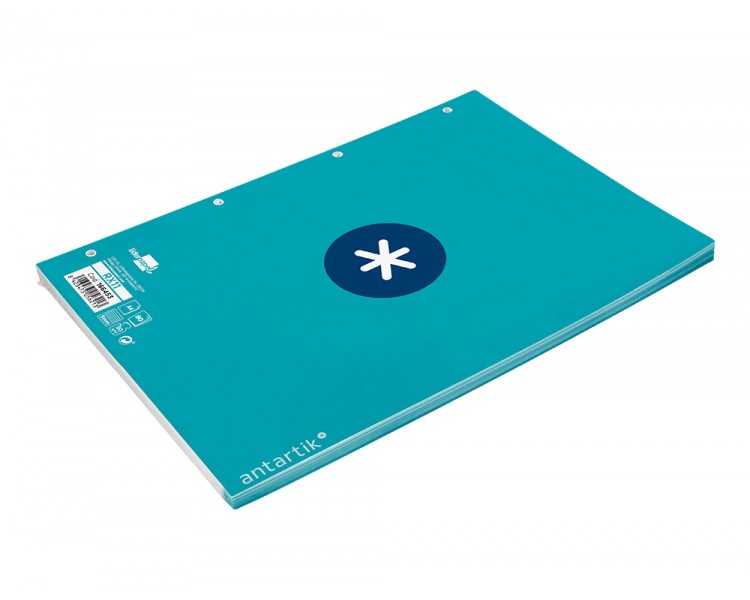 Recambio a4 antartik 80 hojas 90g/m2 cuadro 5mm 4 taladros 1 banda con marco color turquesa