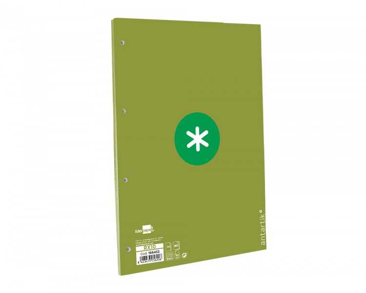 Recambio a4 antartik 80 hojas 90g/m2 cuadro 5mm 4 taladros 1 banda con marco color verde