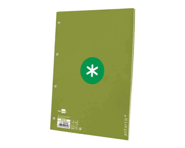 Recambio a4 antartik 80 hojas 90g/m2 cuadro 5mm 4 taladros 1 banda con marco color verde