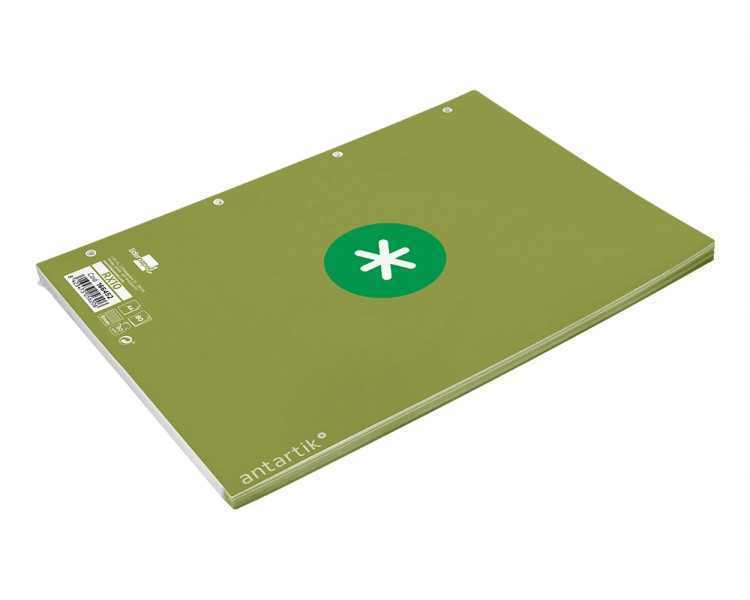 Recambio a4 antartik 80 hojas 90g/m2 cuadro 5mm 4 taladros 1 banda con marco color verde