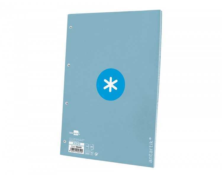 Recambio a4 antartik 80 hojas 90g/m2 cuadro 5mm 4 taladros 1 banda con marco color celeste