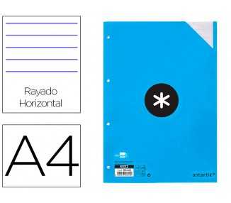 Recambio a4 100 hojas 100g/m2 rayado horizontal 4 taladros bandas de 5 colores antartik