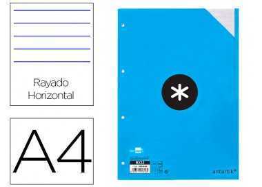Recambio a4 100 hojas 100g/m2 rayado horizontal 4 taladros bandas de 5 colores antartik