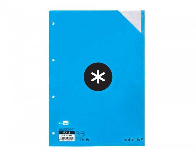 Recambio a4 100 hojas 100g/m2 rayado horizontal 4 taladros bandas de 5 colores antartik