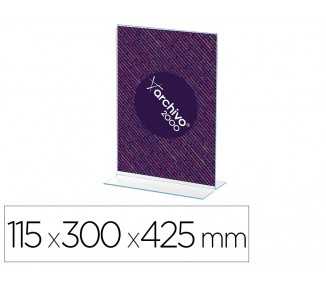Expositor sobremesa archivo 2000 con forma t poliestireno transparente din a3 vertical doble cara 115x300x425 mm
