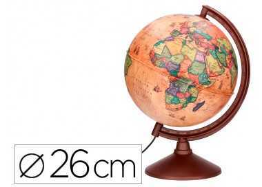 Globo terraqueo liderpapel con luz fisico y politico estilo antiguo diametro 26 cm