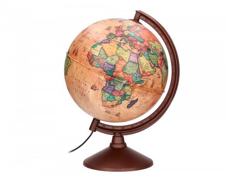 Globo terraqueo liderpapel con luz fisico y politico estilo antiguo diametro 26 cm