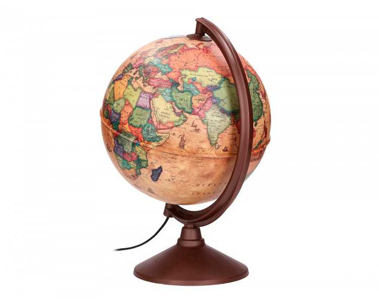 Globo terraqueo liderpapel con luz fisico y politico estilo antiguo diametro 26 cm