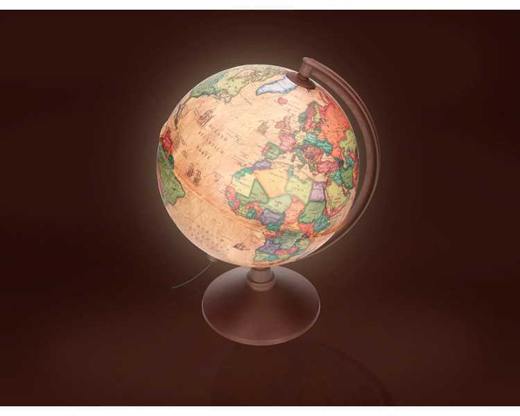 Globo terraqueo liderpapel con luz fisico y politico estilo antiguo diametro 26 cm