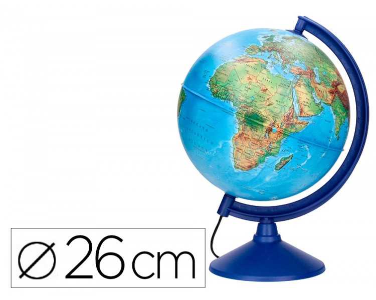 Globo terraqueo liderpapel con luz fisico y politico diametro 26 cm
