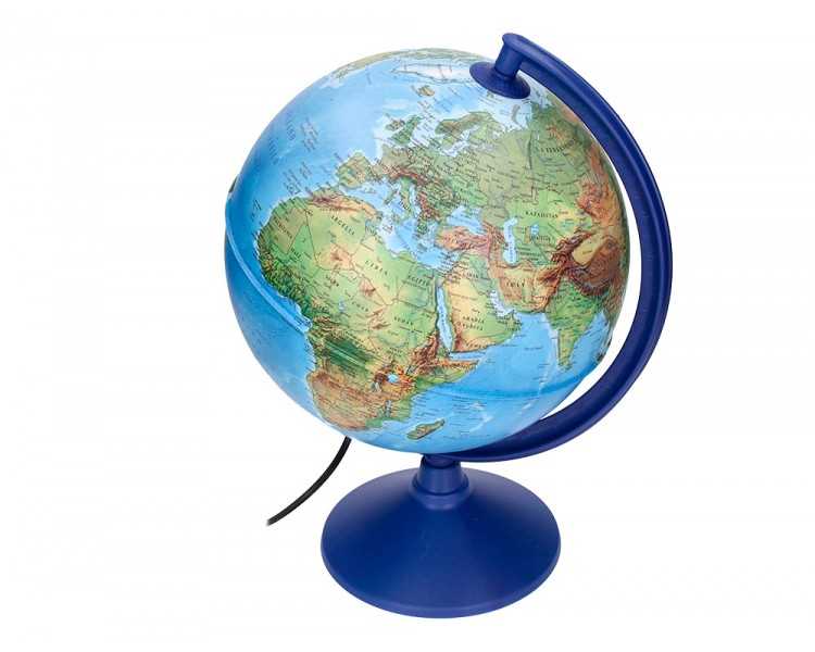 Globo terraqueo liderpapel con luz fisico y politico diametro 26 cm
