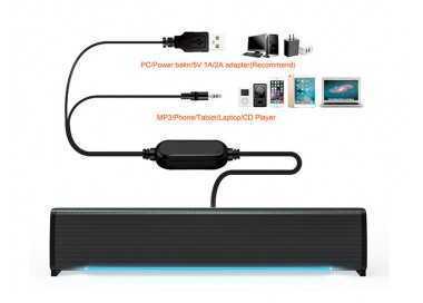 Barra de sonido q-connect para pc con iluminación led color negro
