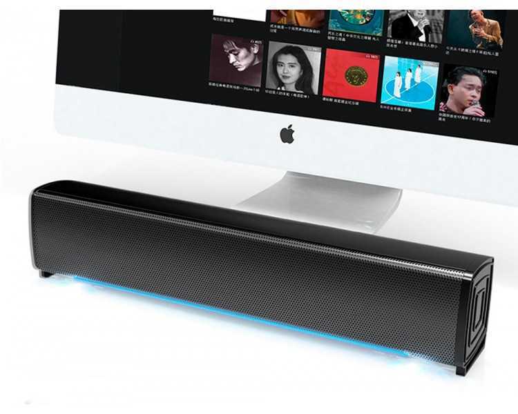 Barra de sonido q-connect para pc con iluminación led color negro