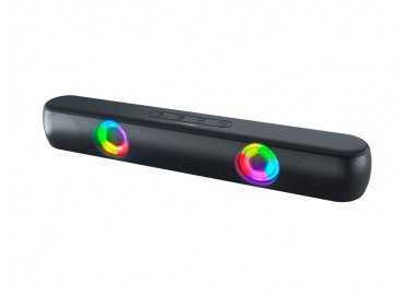 Barra de sonido q-connect bluetooth con iluminacion led y control de volumen color negro