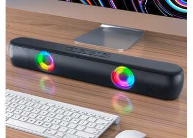 Barra de sonido q-connect bluetooth con iluminacion led y control de volumen color negro
