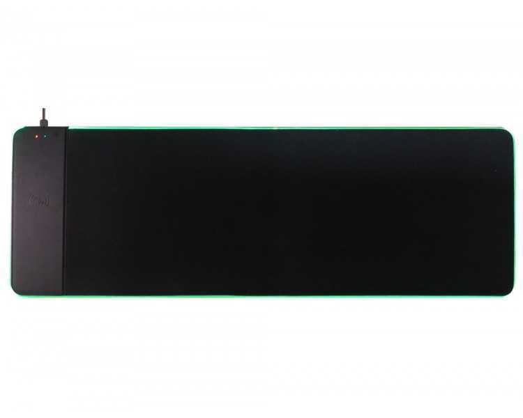 Alfombrilla para raton q-connect gaming con cargador inalambrico e iluminacion rgb color negro 800x300x4 mm
