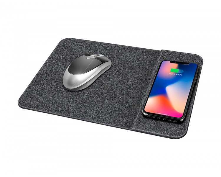 Alfombrilla para raton q-connect con cargador inalambrico color gris 300x220 mm