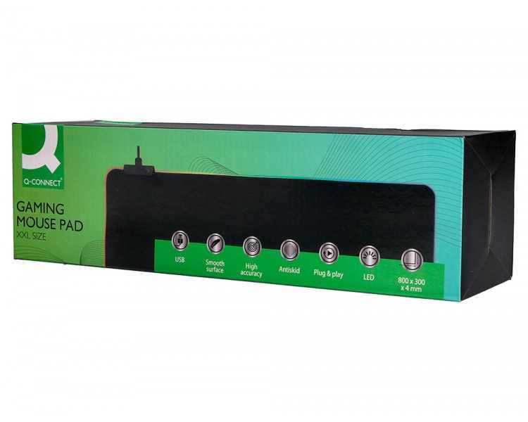 Alfombrilla para raton q-connect gaming xxl iluminacion led conexion usb color negro 800x300x4 mm