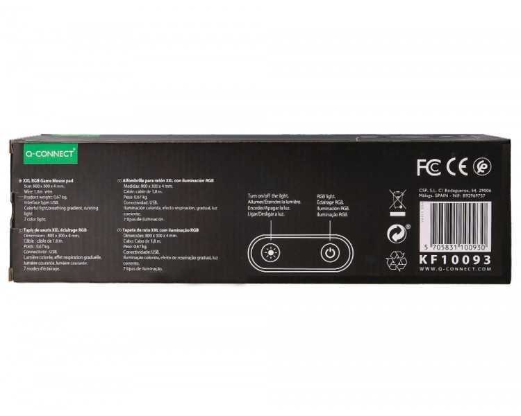 Alfombrilla para raton q-connect gaming xxl iluminacion led conexion usb color negro 800x300x4 mm