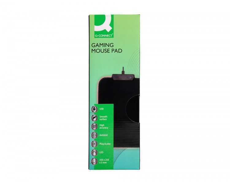Alfombrilla para raton q-connect gaming iluminacion led conexion usb color negro 350x250x3 mm