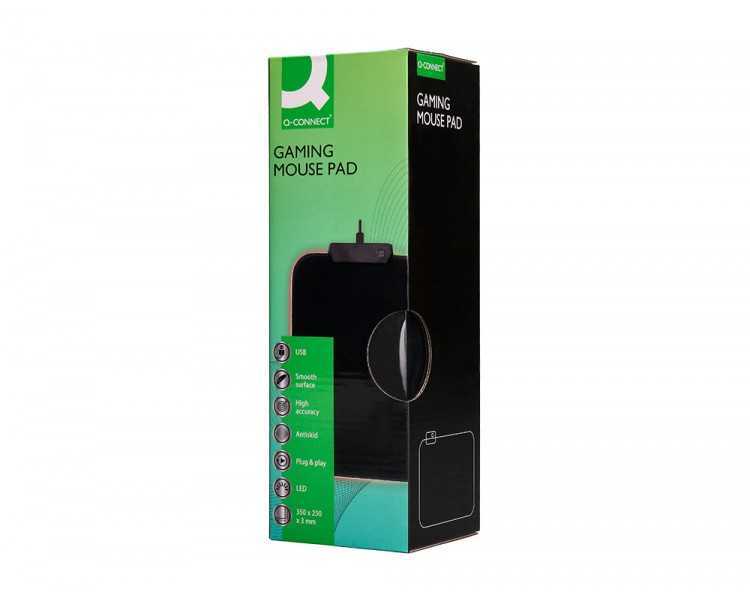 Alfombrilla para raton q-connect gaming iluminacion led conexion usb color negro 350x250x3 mm