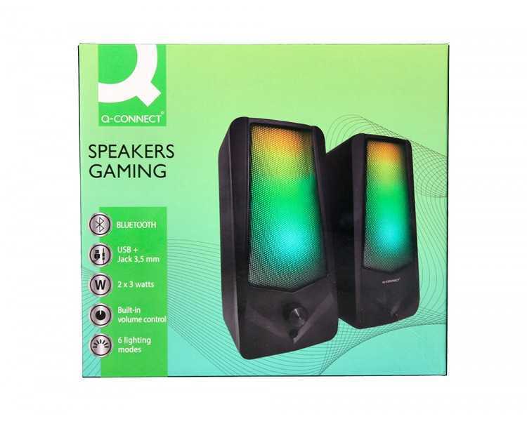 Altavoces q-connect gaming blu etooth con iluminación rgb potencia maxima 2x3w control de volumen color negro