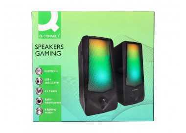 Altavoces q-connect gaming blu etooth con iluminación rgb potencia maxima 2x3w control de volumen color negro