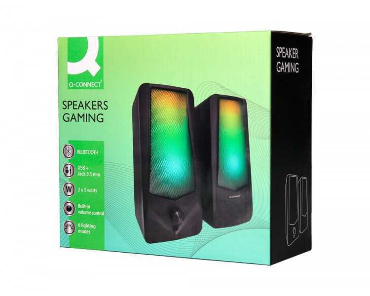 Altavoces q-connect gaming blu etooth con iluminación rgb potencia maxima 2x3w control de volumen color negro