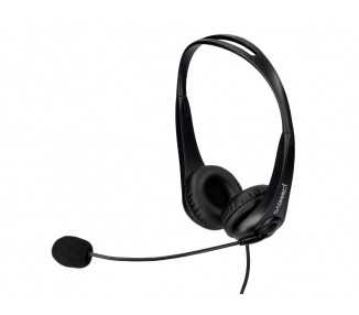 Auricular q-connect biaural diadema con microfono y control de volumen conexion usb cable de 2m color negro